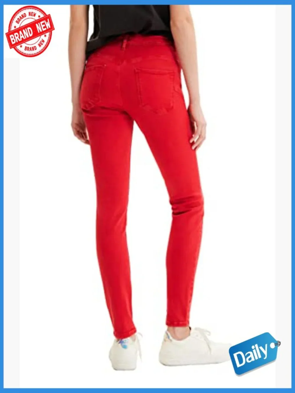 Mid Rise Straight Leg Jeans Ankle Length 100% Cotton Zipper Fly - Picture 3 of 6